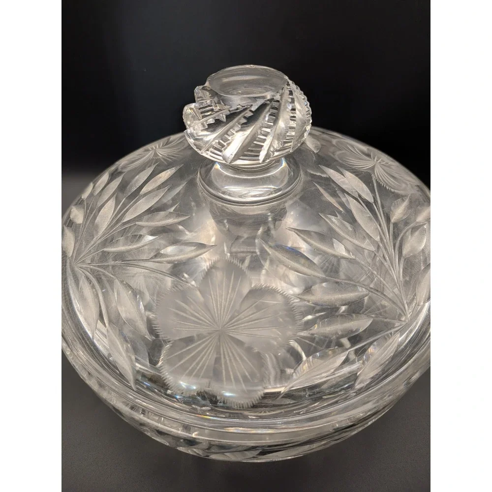 Vintage Heavy Cut Glass Crystal Covered Server